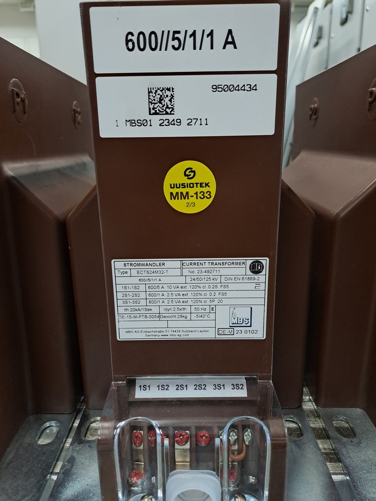 Virtamuuntaja MBS-AG ECTS24M32-T 600//5/1/1A 0,2S