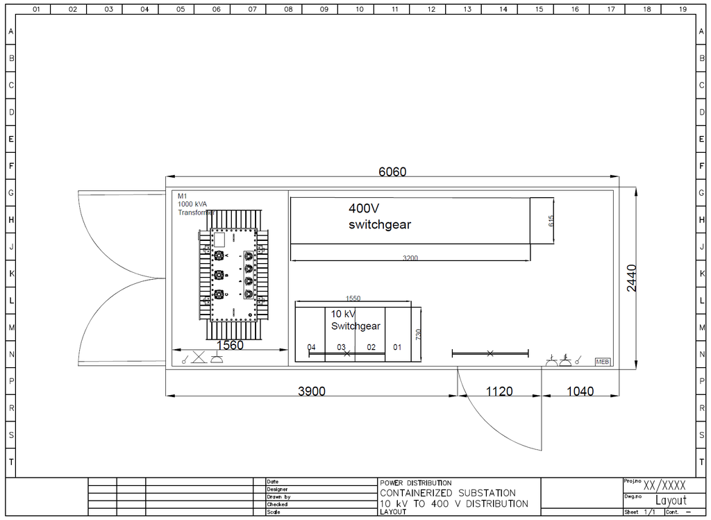 1000kVA 10/0,4kV transformer station