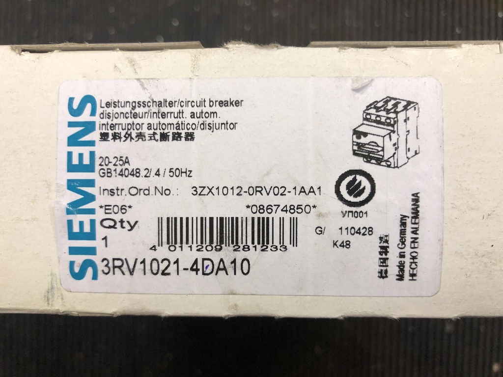 Siemens 3RV1021-4DA10 protective switch 20-25A