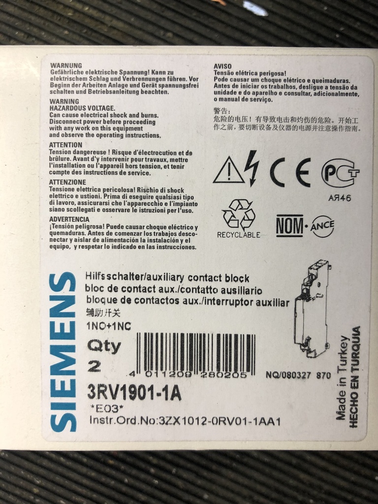 Siemens 3RV1901-1A auxiliary contact