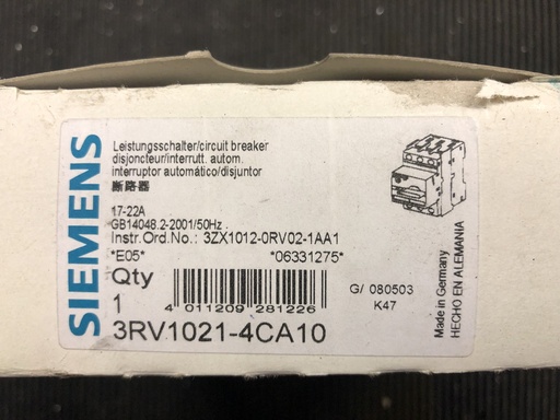 [3RV1021-4CA10] Siemens 3RV1021-4CA10 protective switch 17-22A