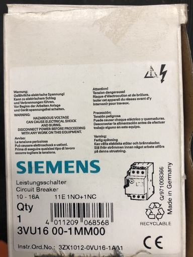 [3VU1600-1MM00] Siemens 3VU1600-1MM00 protective switch 10-16A