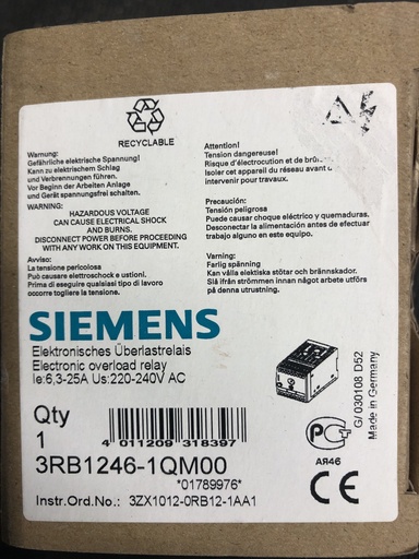[3RB1246-1QMOO] Siemens 3RB1246-1QMOO overload relay 6,3-25A