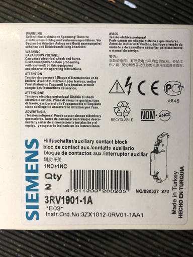 [3RV1901-1A] Siemens 3RV1901-1A auxiliary contact